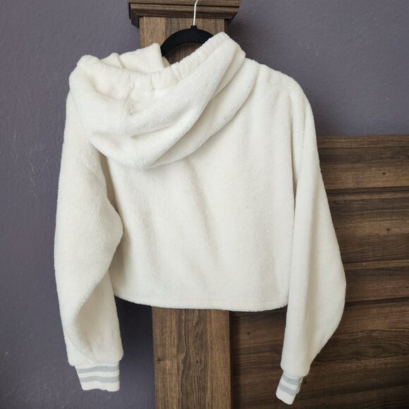 Champion Super Fleece Faux Fur Cropped Pullover Hoodie Small Gold‎ Fuzzy - Picture 5 of 13